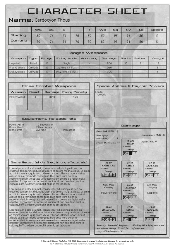 Fighter Sheet